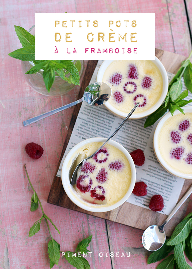 petits pots de crème a la framboise - raspberry cream puddings